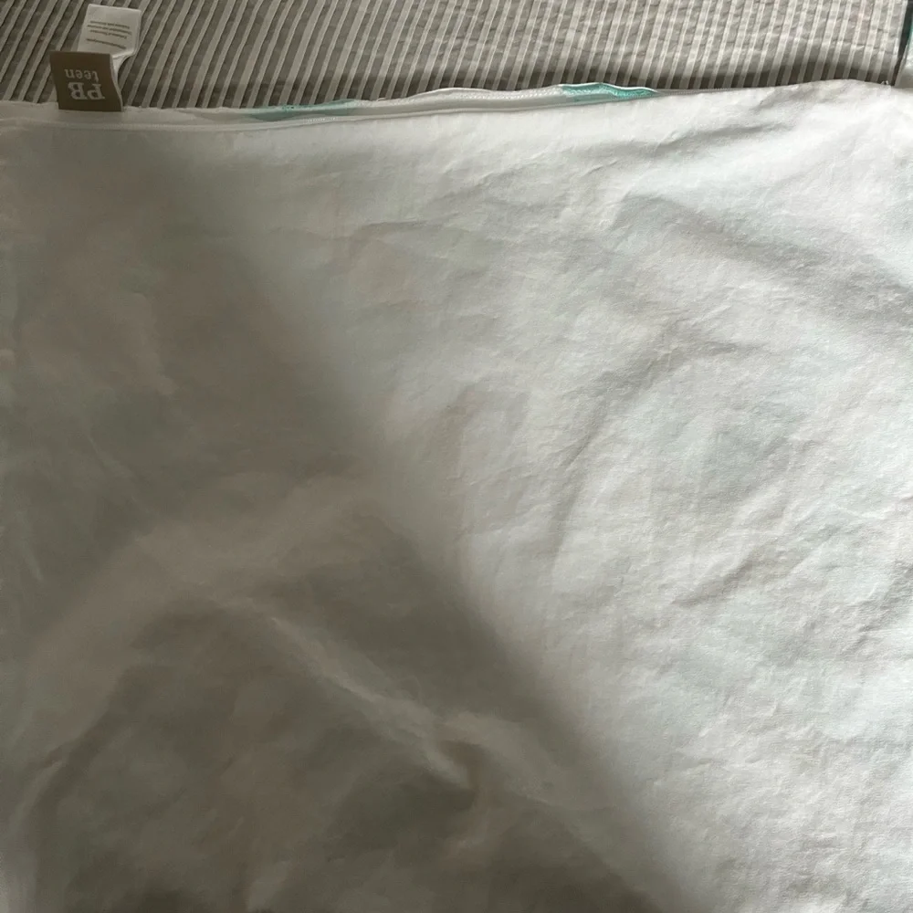 Pottery Barn -2 cushions in white and teal ribbon from PBTEEN collection - Picture 6 of 6